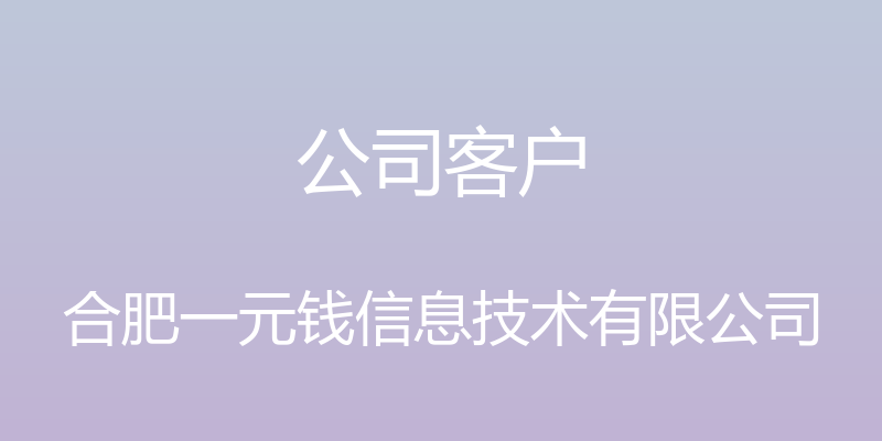 公司客户 - 合肥一元钱信息技术有限公司