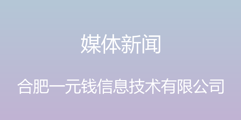 媒体新闻 - 合肥一元钱信息技术有限公司